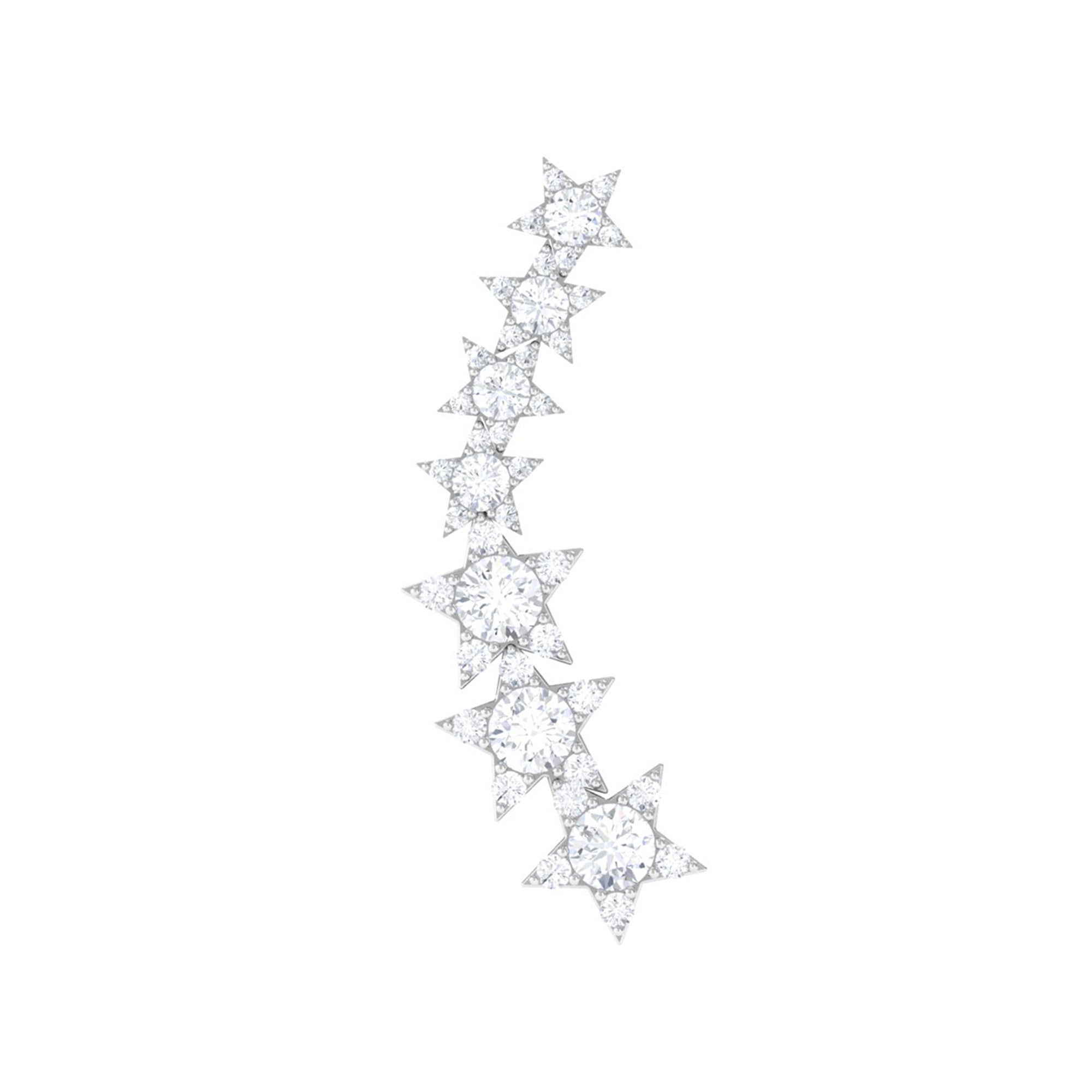 Certified Diamond Star Ear Cuff Earring for Helix Piercing